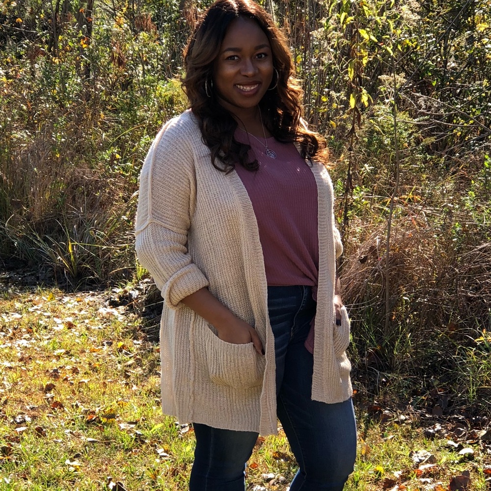 Chunky Oversized Tan Boyfriend Cardigan
